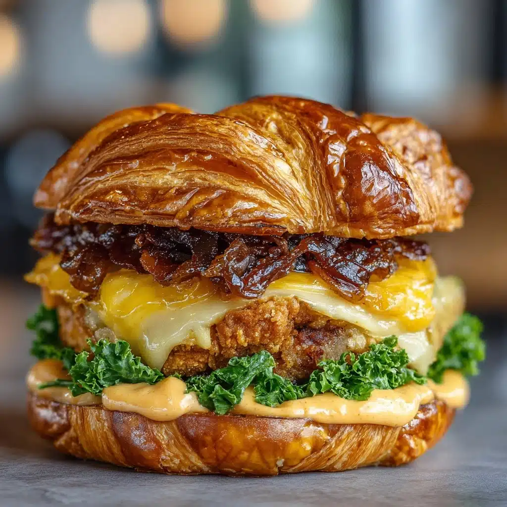 French Onion Croissant Burger: A Savory Twist on a Classic Favorite Recipe - Recipe Image
