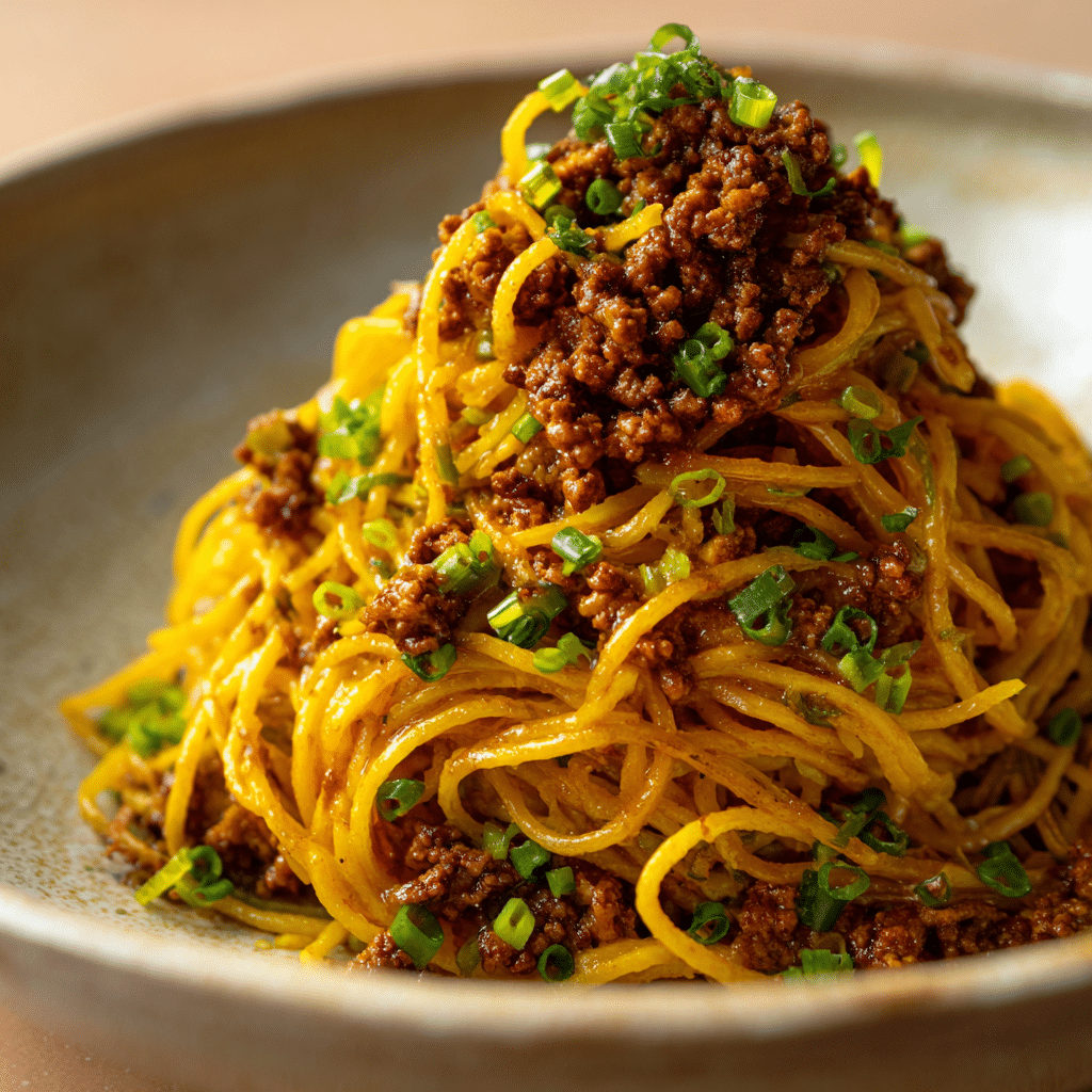 Asian-Style Ground Beef Spaghetti Recipe - Recipe Image
