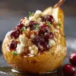 Baked Pears with Goat Cheese, Honey, and Cranberries Recipe
