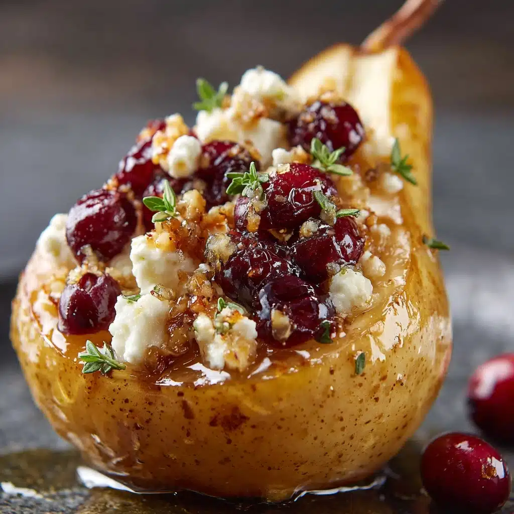 Baked Pears with Goat Cheese, Honey, and Cranberries Recipe - Recipe Image