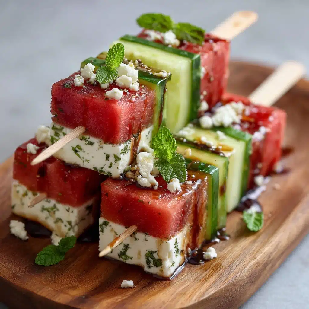 Watermelon Cucumber Feta Skewers: The Best 10-Minute Appetizer Recipe - Recipe Image