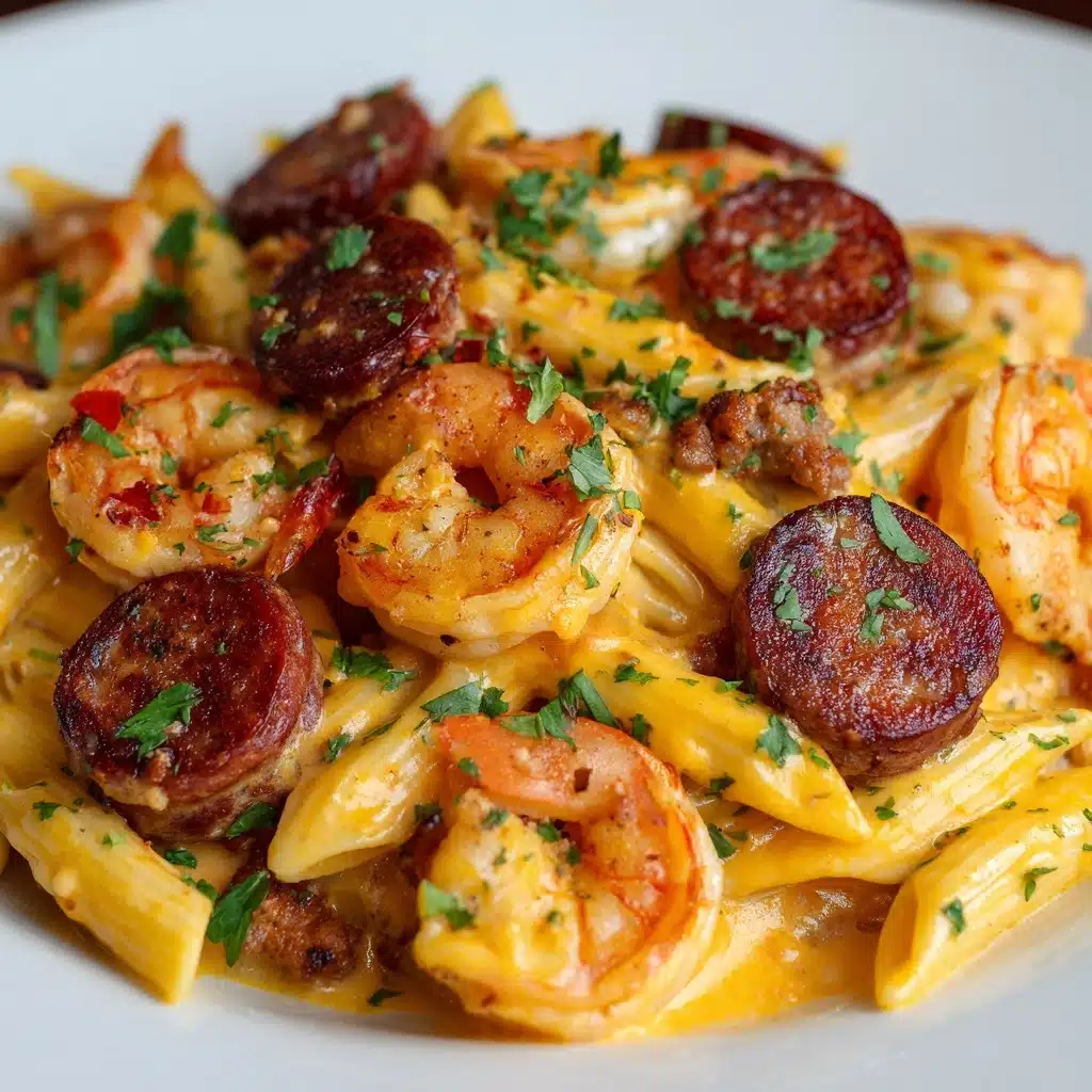 Creamy Cajun Pasta with Shrimp and Spicy Sausage Recipe - Recipe Image