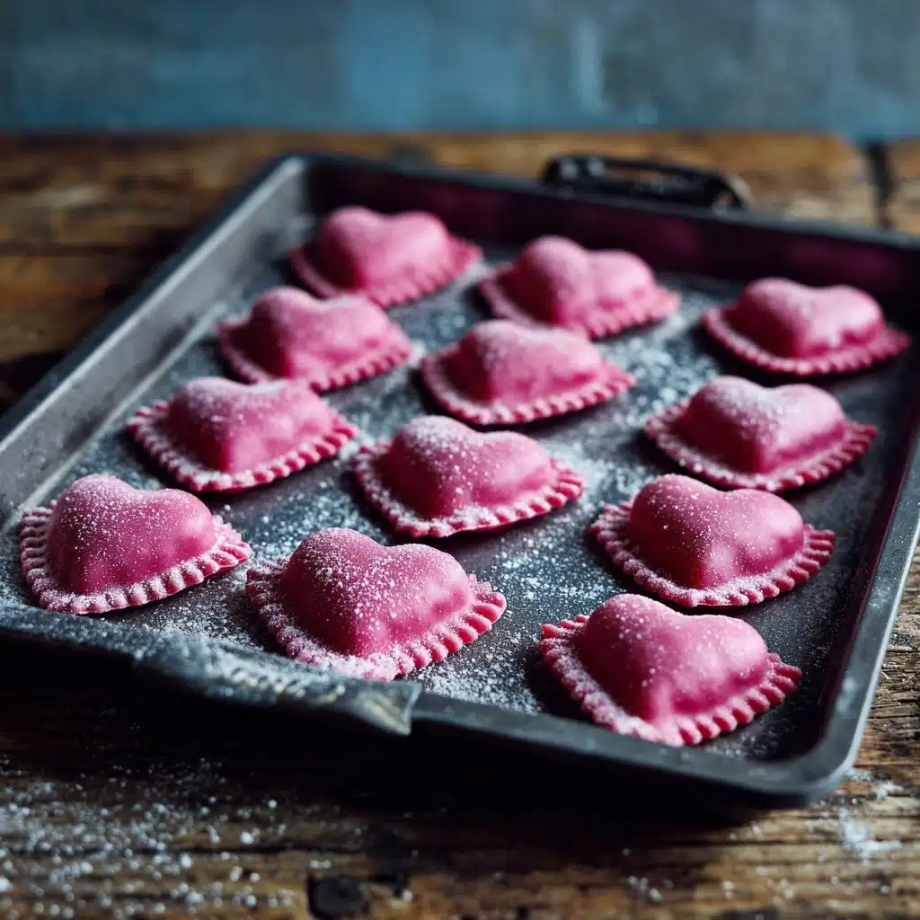 Ricotta and Sage Filled Beetroot Ravioli Hearts Recipe - Recipe Image