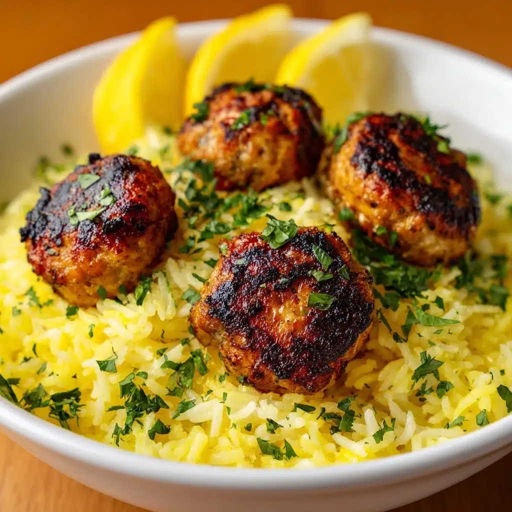 Greek Chicken Meatballs with Lemon Orzo Recipe - Recipe Image