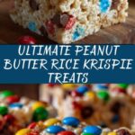Peanut Butter Rice Krispie Treats with M&M’s and Chocolate Chips Recipe