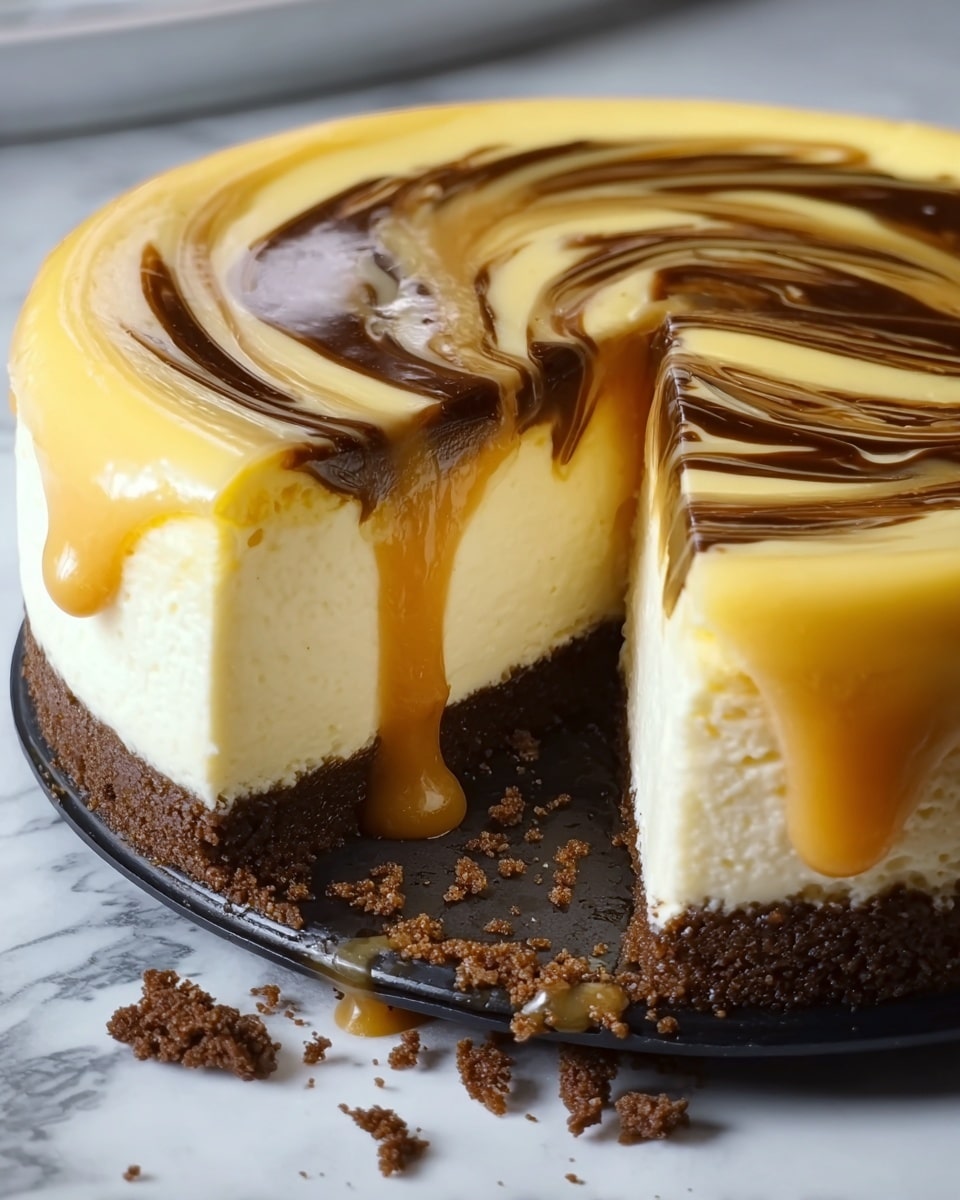 Indulgent Swirled Caramel Cheesecake Recipe - Recipe Image