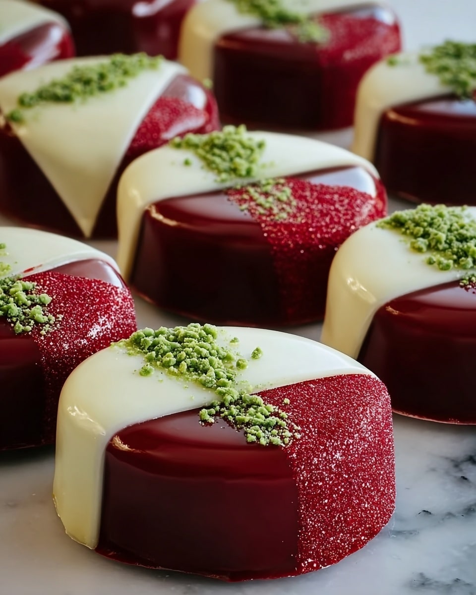 Red Velvet Shortbread Cookies Dipped in White Chocolate Recipe - Recipe Image