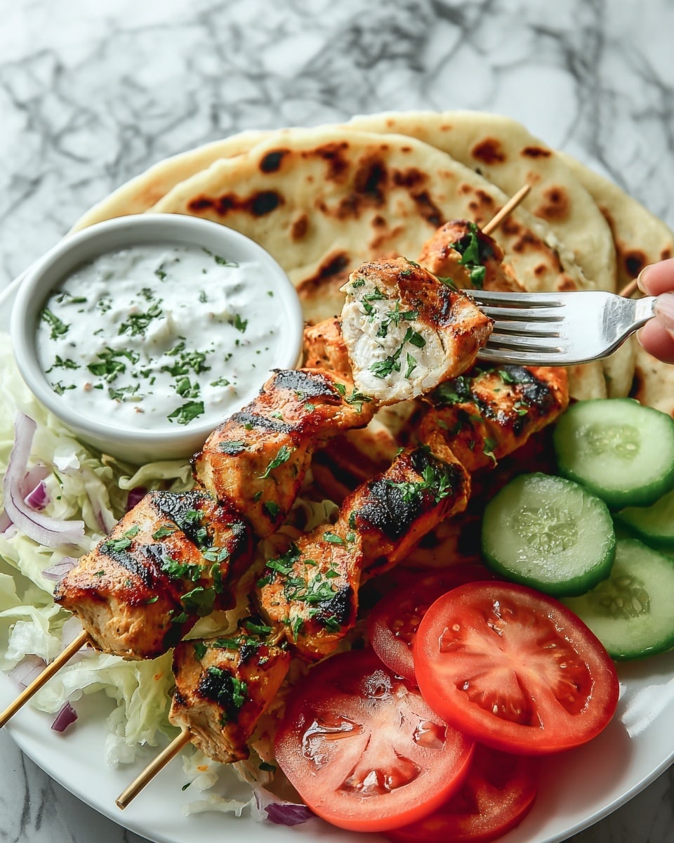 Chicken Souvlaki with Tzatziki Sauce and Pita Recipe - Recipe Image