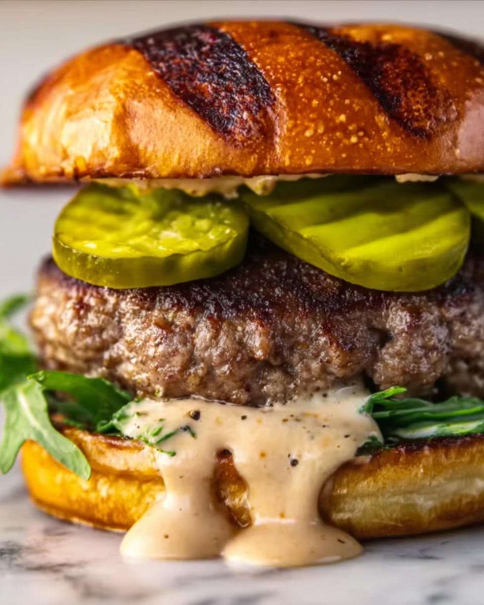 Juicy Smashed Patty Burger with Secret Sauce Recipe - Recipe Image