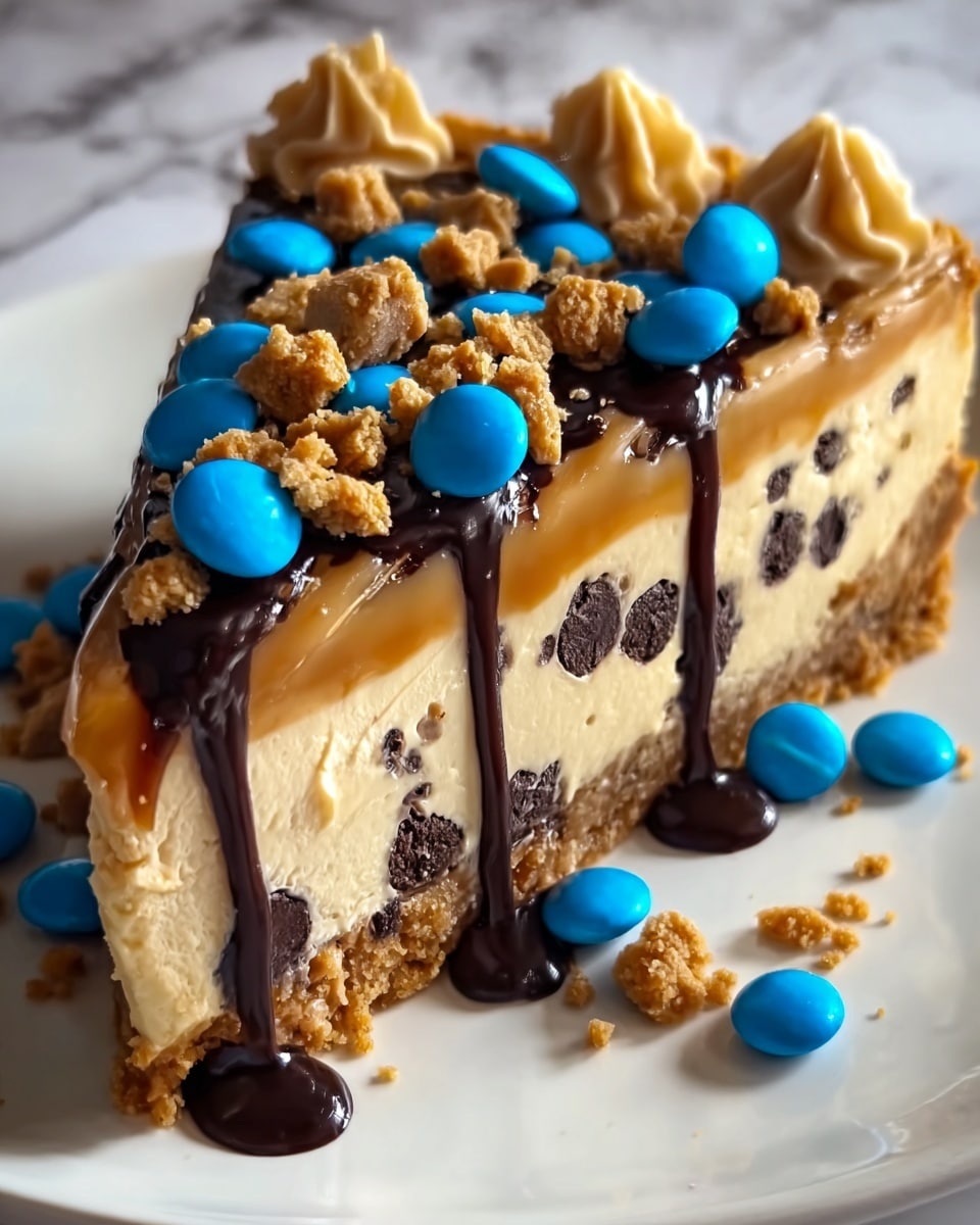Monster Cookie Peanut Butter Cheesecake Pie Recipe - Recipe Image