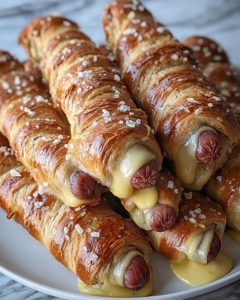 Soft Baked Cheesy Pretzel Dogs Recipe - Recipe Image
