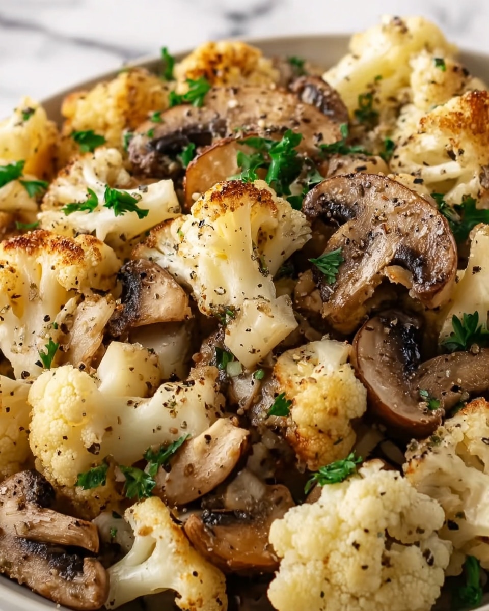 Garlic Mushrooms Cauliflower Skillet Recipe - Recipe Image