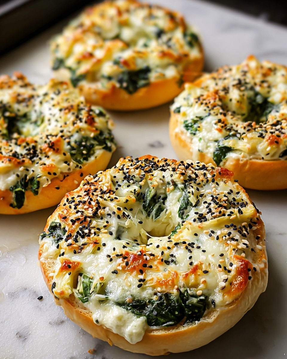 Cheesy Spinach-Artichoke Bagels Recipe - Recipe Image