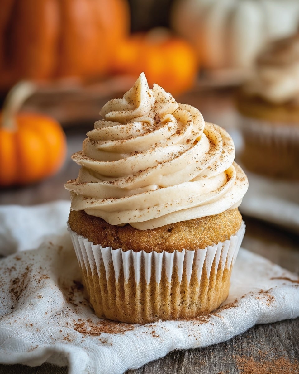 Pumpkin Cupcakes with Cinnamon Cream Cheese Frosting Recipe - Recipe Image