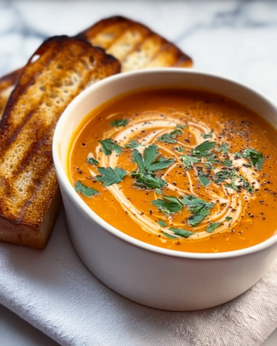 Creamy Tomato Soup with Grilled Cheese Sandwich Recipe - Recipe Image