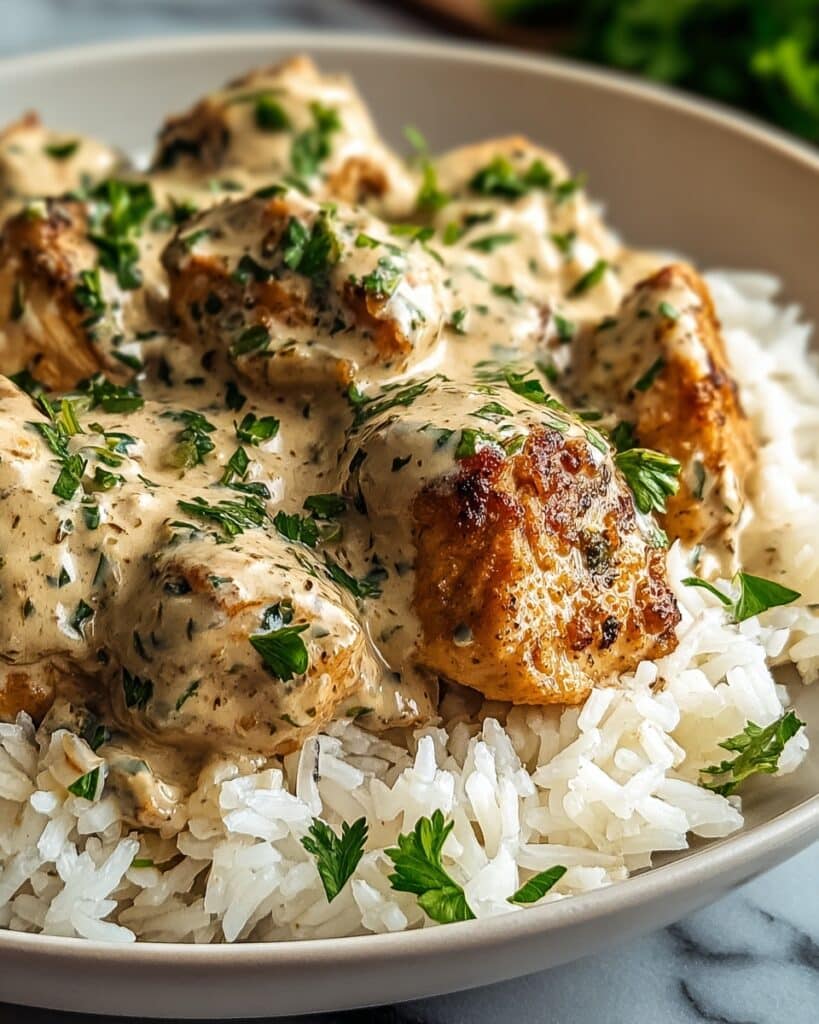 Creamy Herb Chicken Over Basmati Rice Recipe