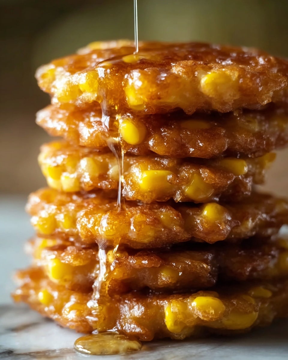 Sweet Corn Fritter Stacks with Honey Butter Recipe - Recipe Image