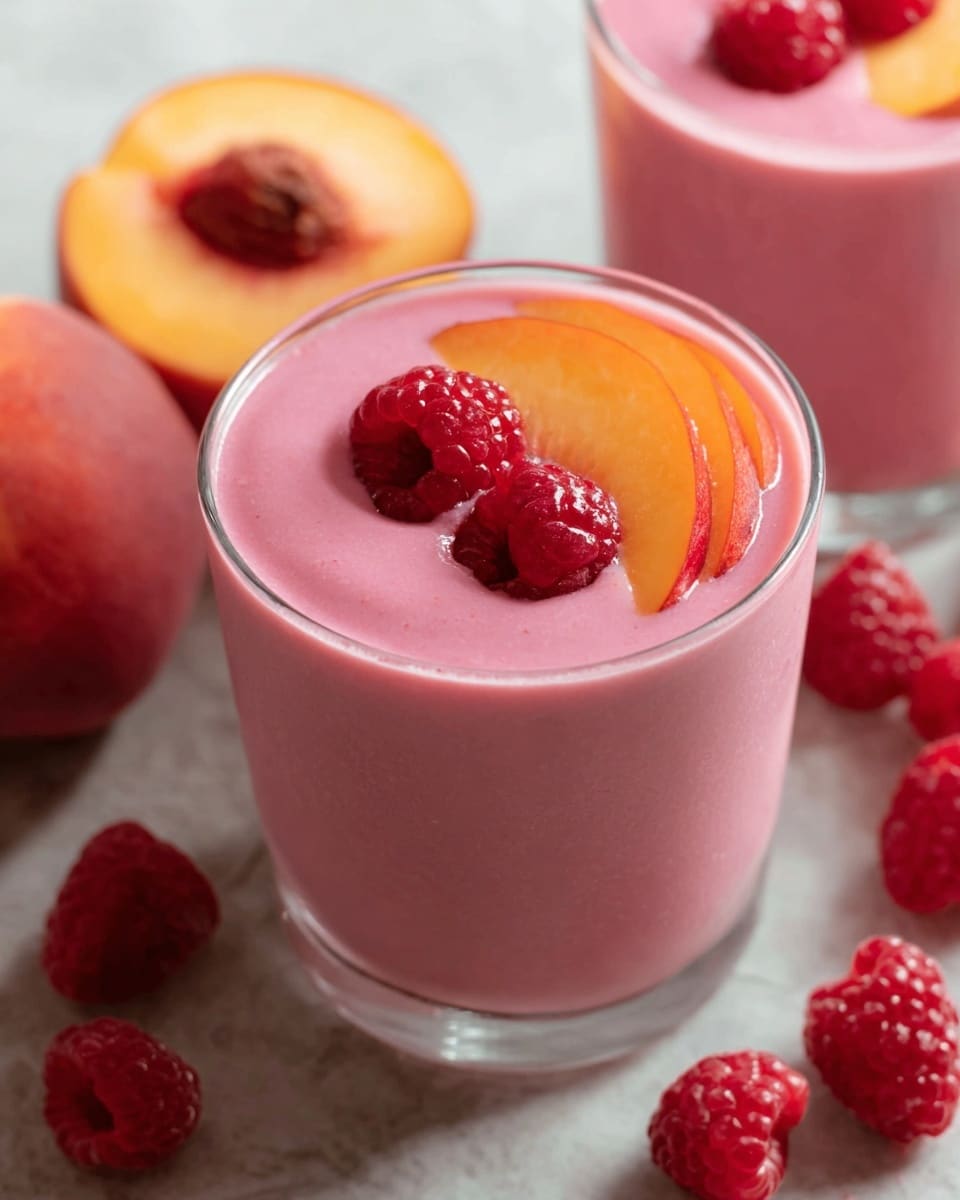 Raspberry Peach Smoothie Recipe - Recipe Image