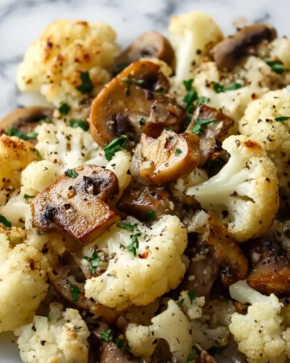 Garlic Mushrooms Cauliflower Skillet Recipe - Recipe Image