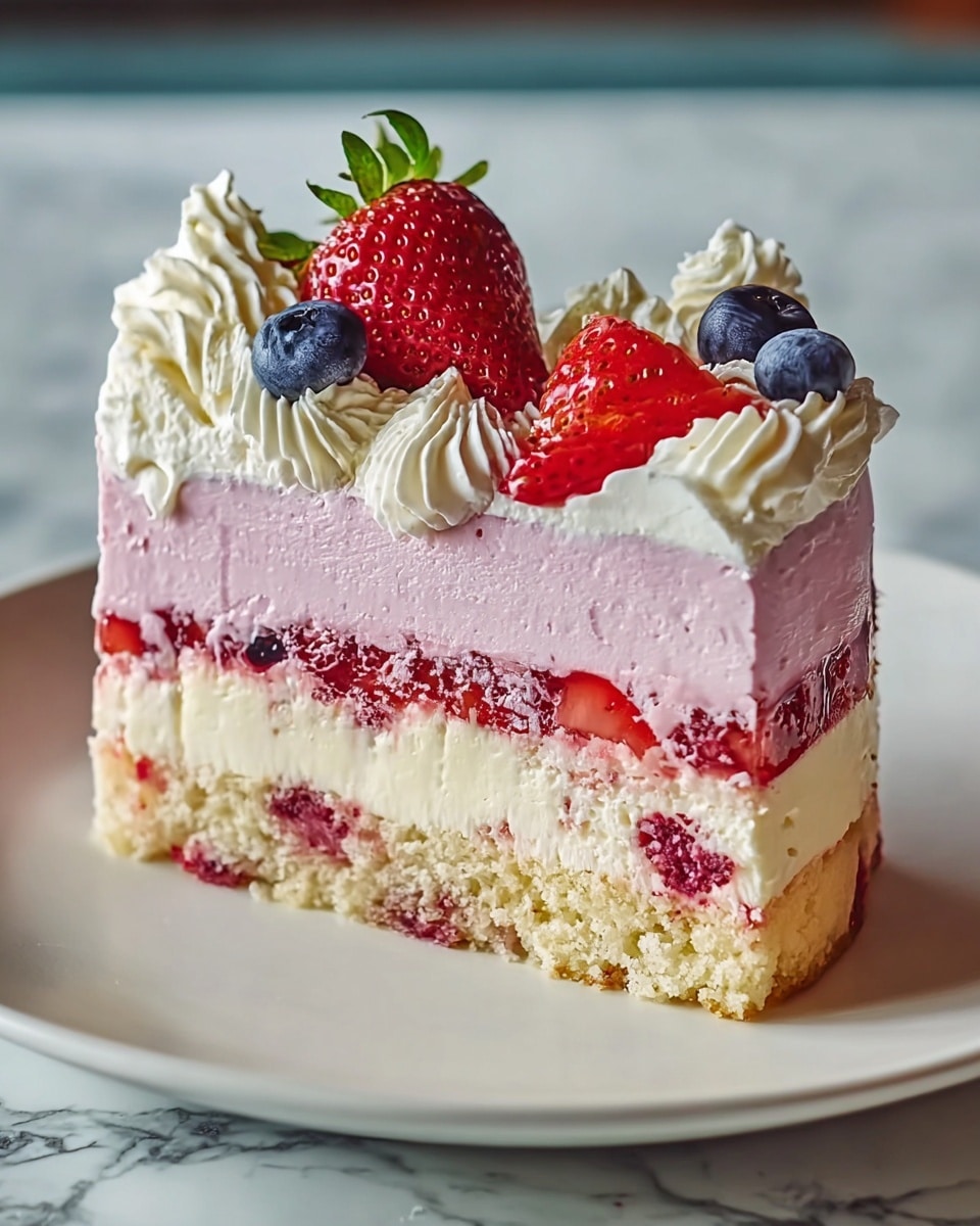 Unicorn No-Bake Strawberry Split Cake Recipe - Recipe Image