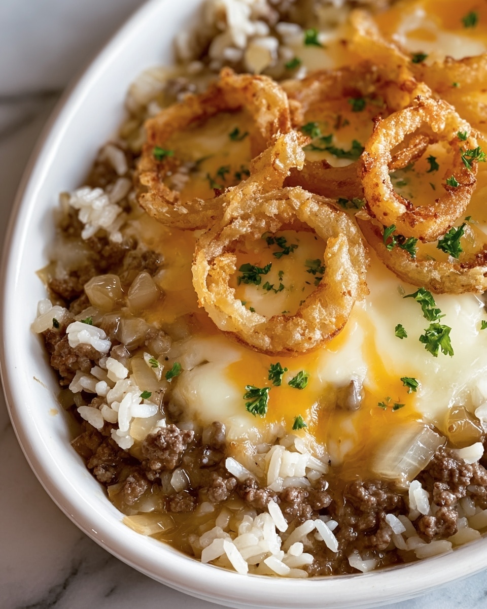 French Onion Ground Beef and Rice Casserole Recipe - Recipe Image