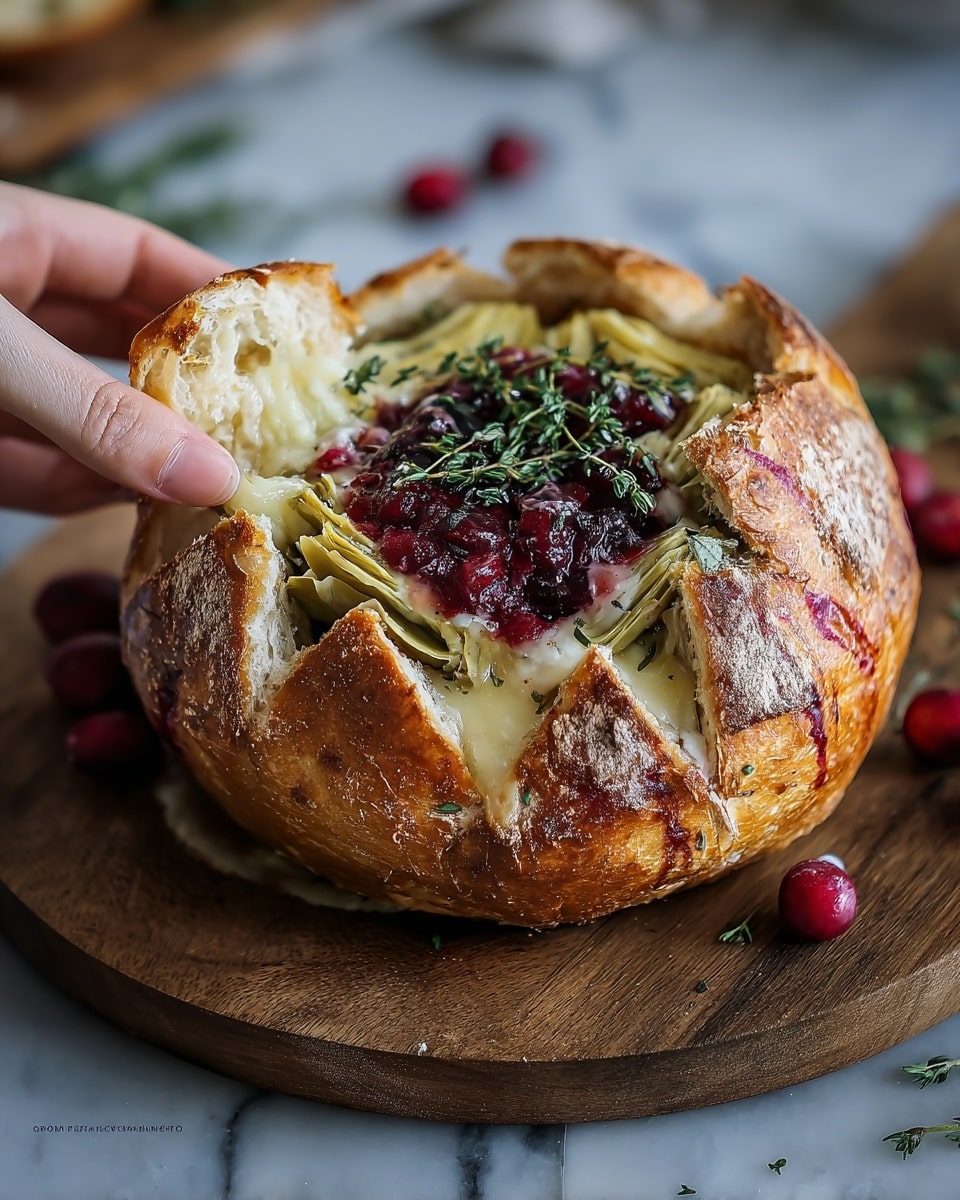Baked Cranberry Brie Bread Bowl Recipe - Recipe Image