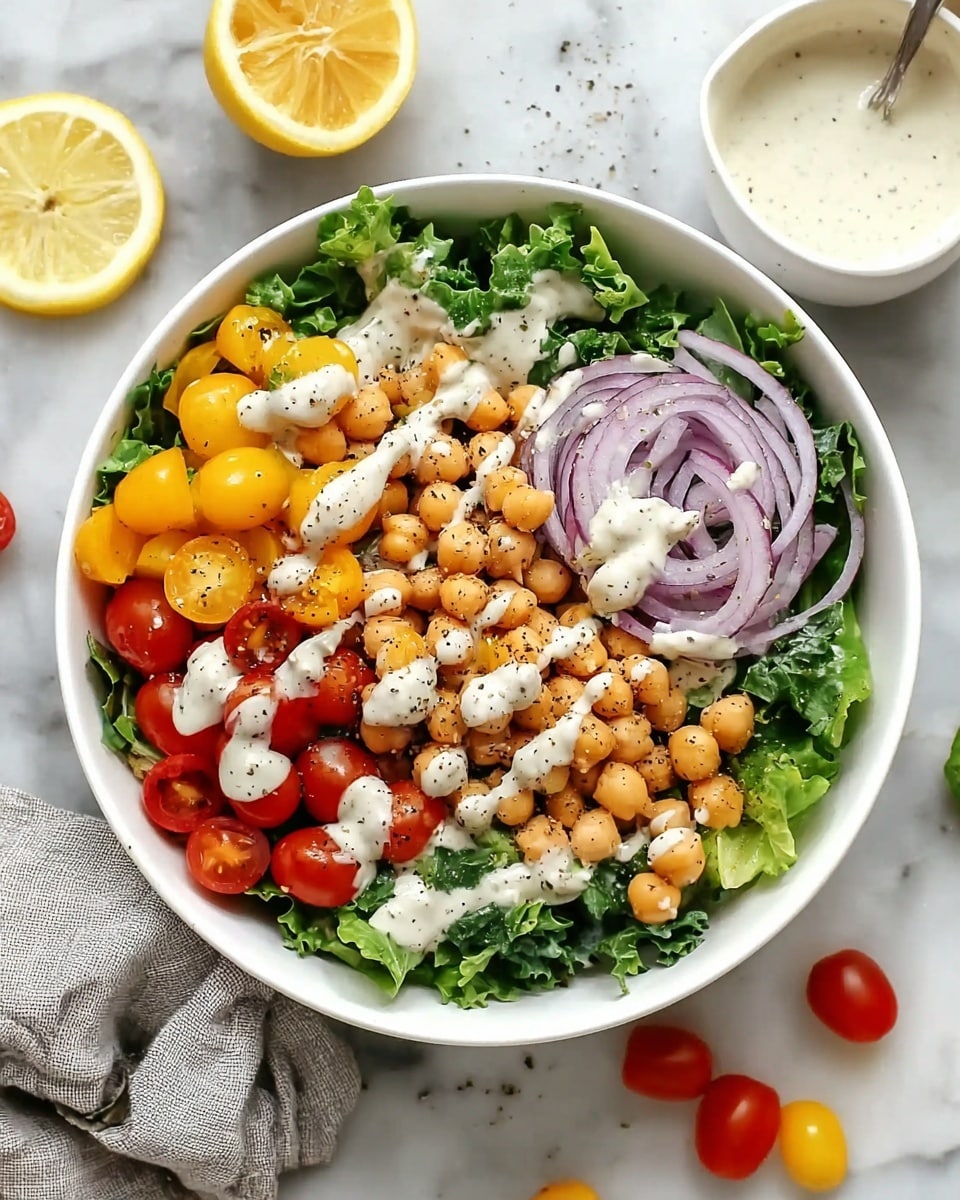 Green Salad with Lemon Tahini Dressing Recipe - Recipe Image