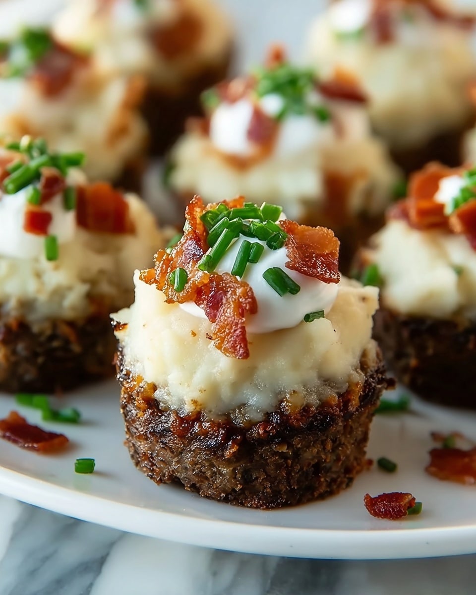 Mini Meatloaf Muffins with Mashed Potato Frosting Recipe - Recipe Image