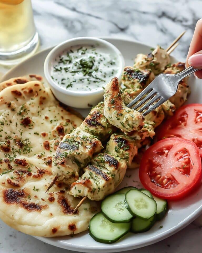 Chicken Souvlaki with Tzatziki Sauce and Pita Recipe