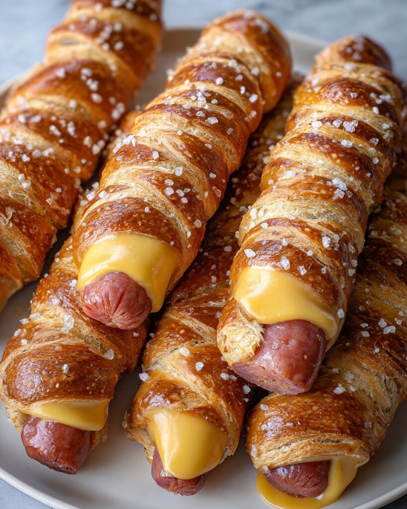 Soft Baked Cheesy Pretzel Dogs Recipe