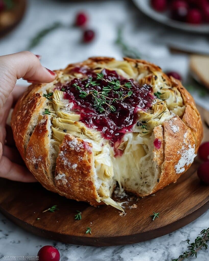 Baked Cranberry Brie Bread Bowl Recipe