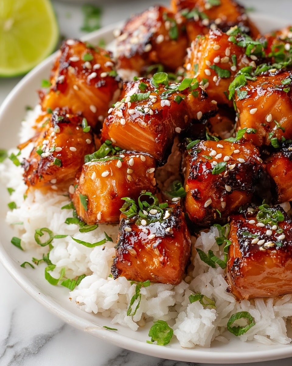 Mouthwatering Honey Garlic Salmon Bites Recipe - Recipe Image
