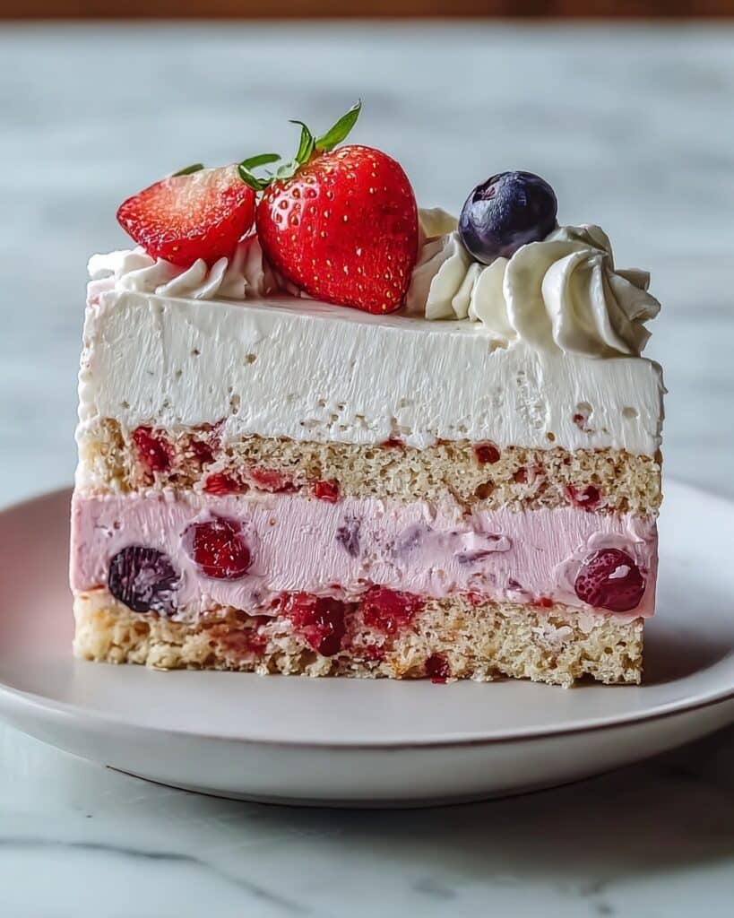 Unicorn No-Bake Strawberry Split Cake Recipe