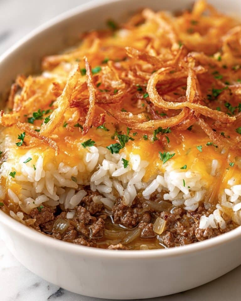 French Onion Ground Beef and Rice Casserole Recipe