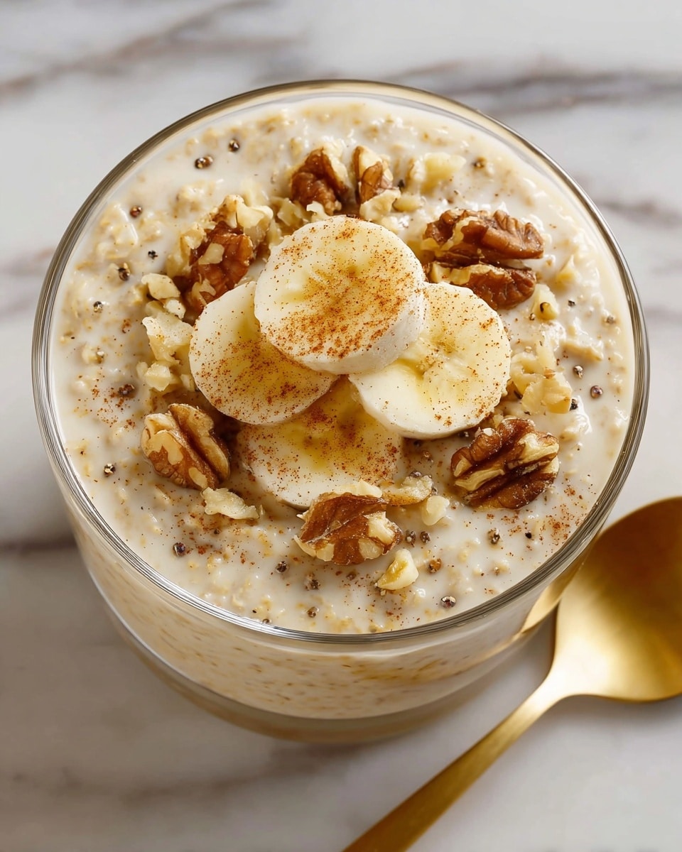 Healthy Banana Bread Overnight Oats Recipe - Recipe Image