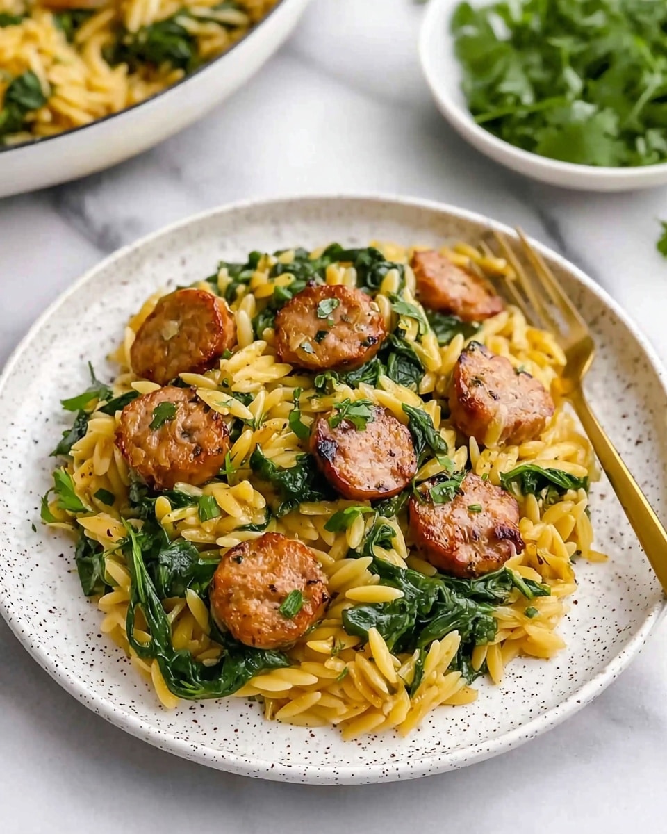 Creamy Chicken Sausage Orzo Recipe - Recipe Image