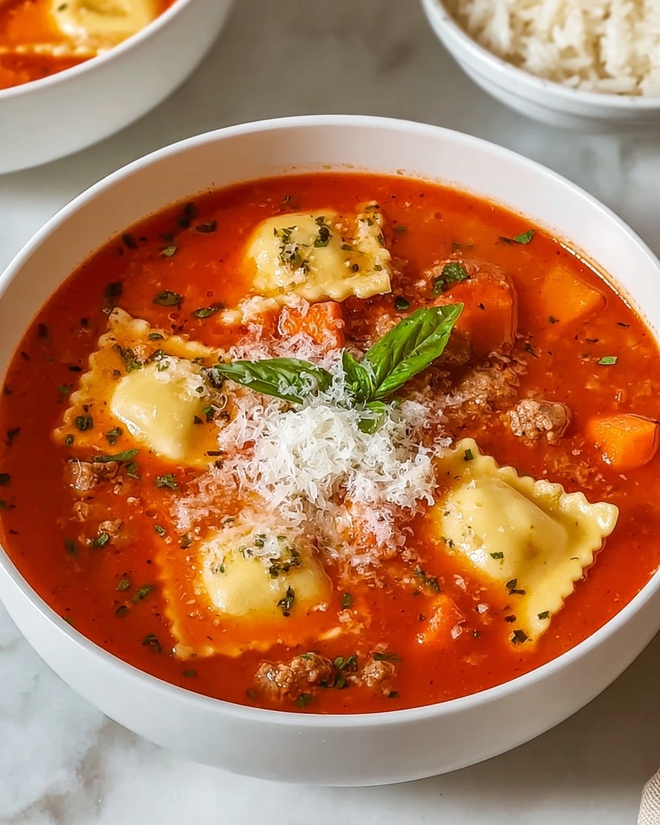 One Pot Sausage Ravioli Soup Recipe - Recipe Image