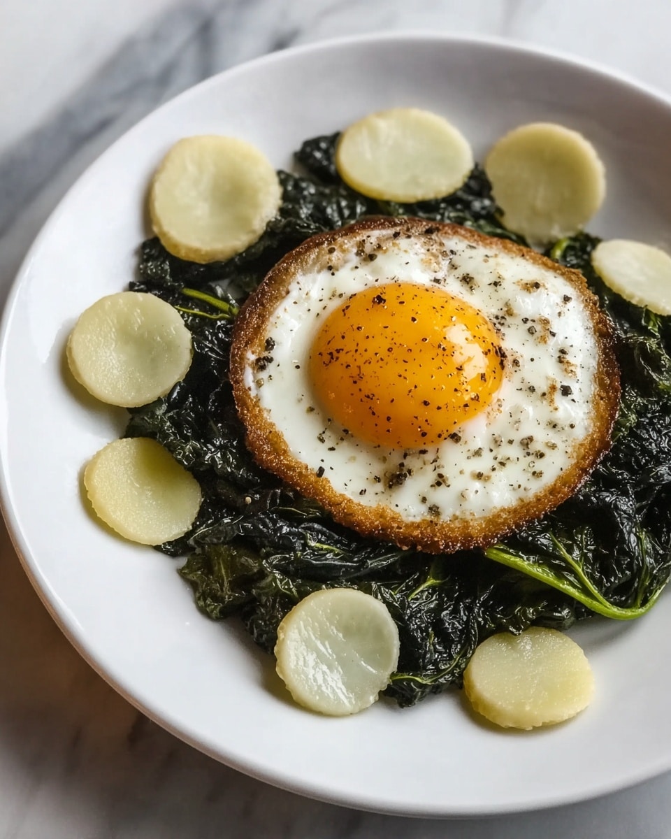Sautéed Greens with Fried Eggs Recipe - Recipe Image