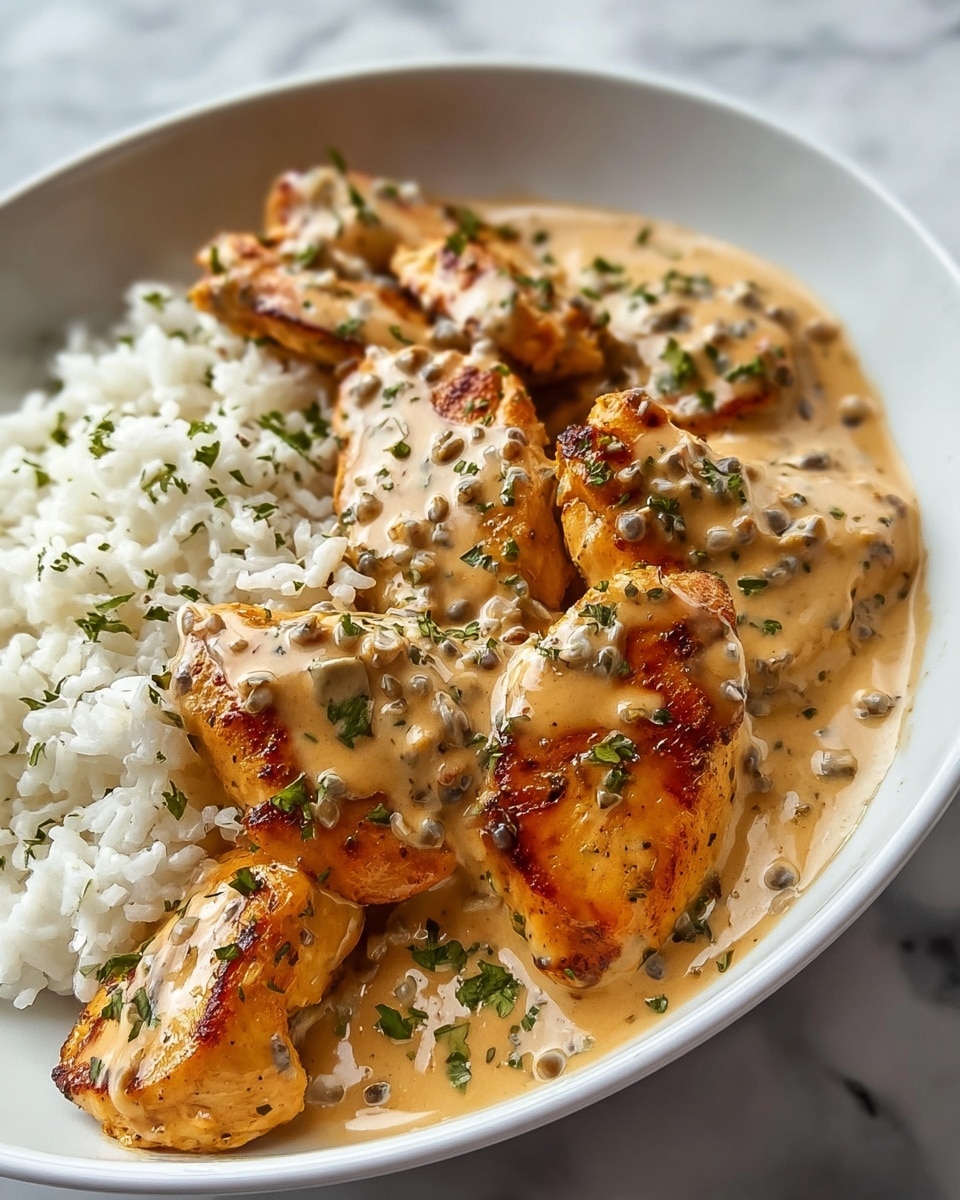 Creamy Smothered Chicken and Rice Recipe - Recipe Image