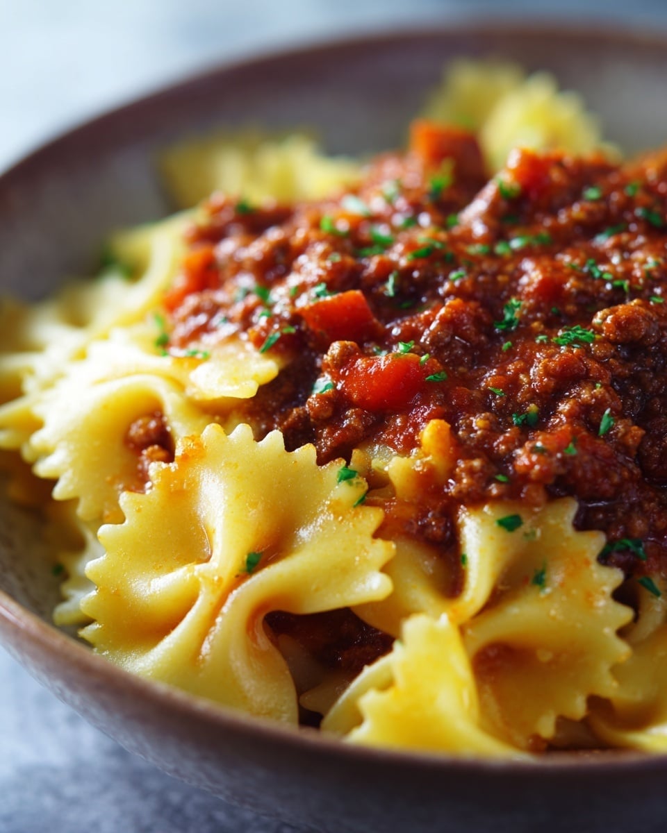 Bowtie Pasta with Creamy Ground Beef Sauce Recipe - Recipe Image