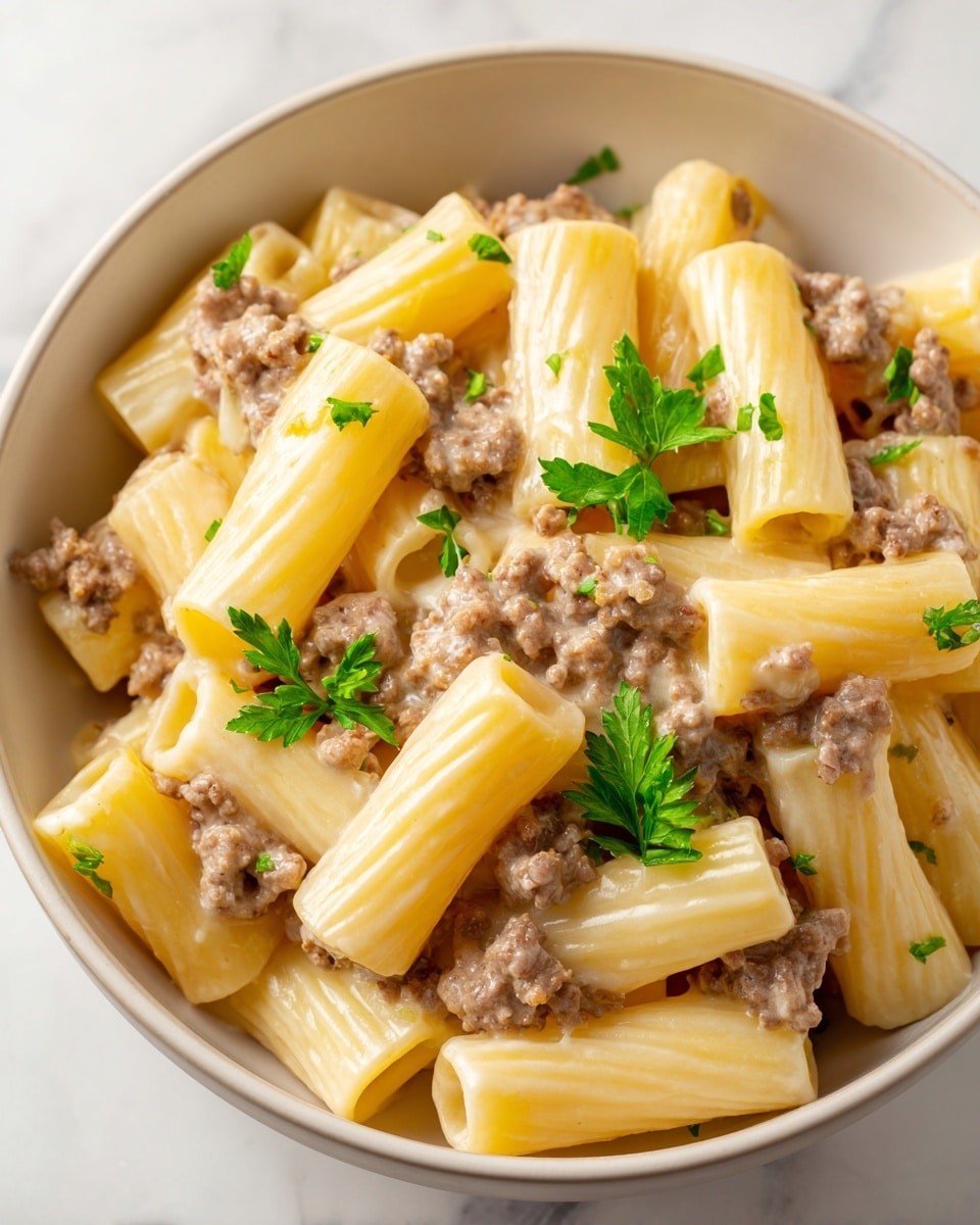 Loaded Cheeseburger Alfredo Pasta Recipe - Recipe Image