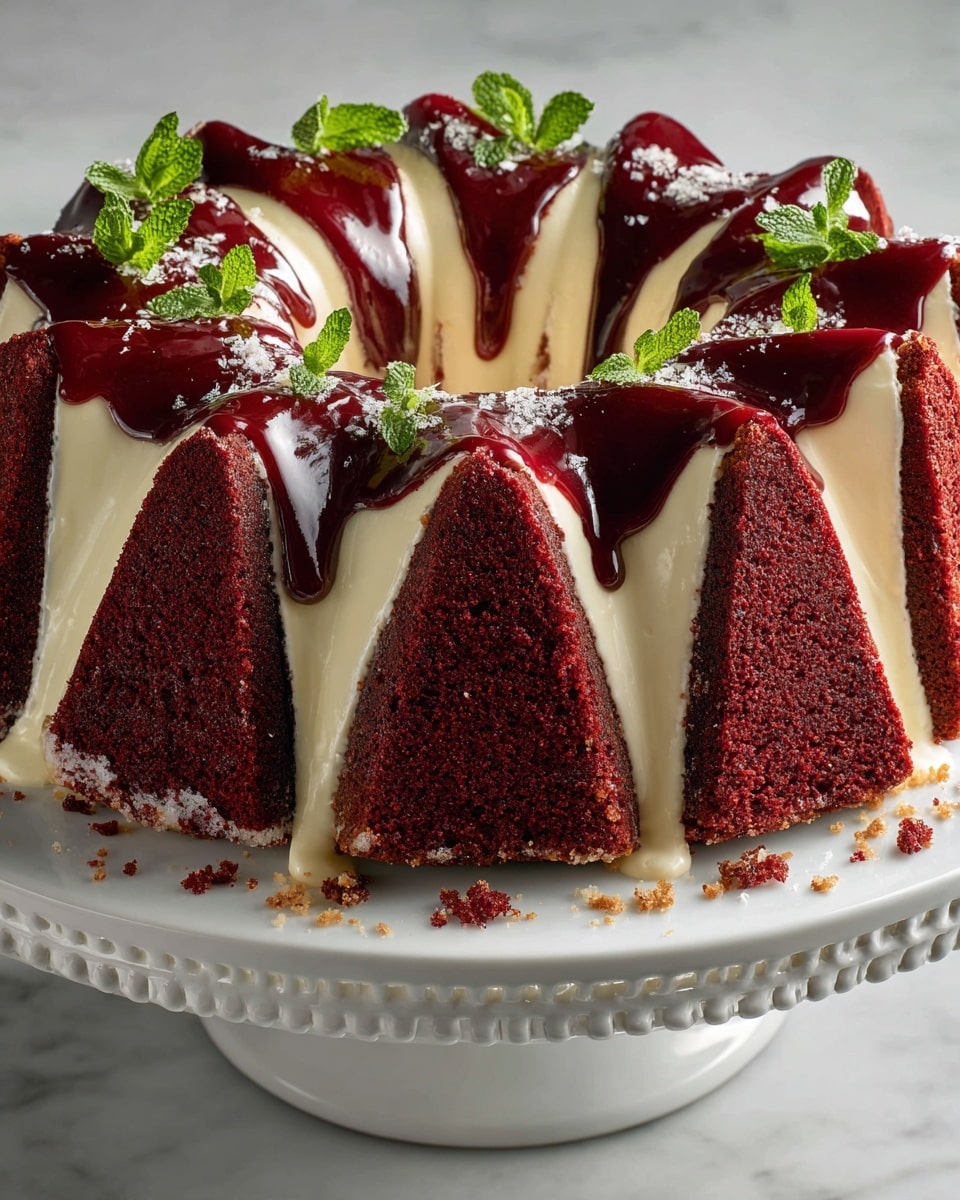 Layered Red Velvet Cheesecake Bundt Cake Recipe - Recipe Image