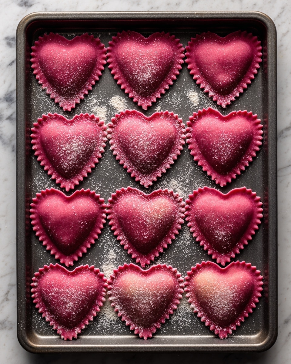 Ricotta and Sage Filled Beetroot Ravioli Hearts Recipe - Recipe Image
