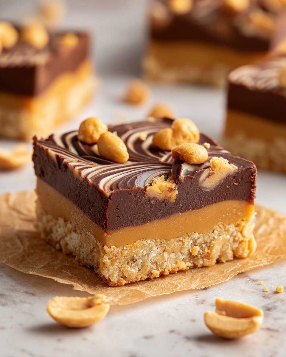 Healthy No-Bake Chocolate Peanut Butter Crunch Bars Recipe - Recipe Image