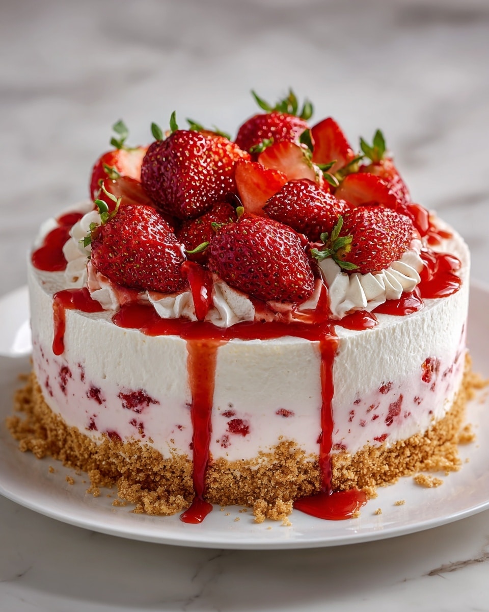 Strawberry Shortcake Cheesecake Cake Recipe - Recipe Image