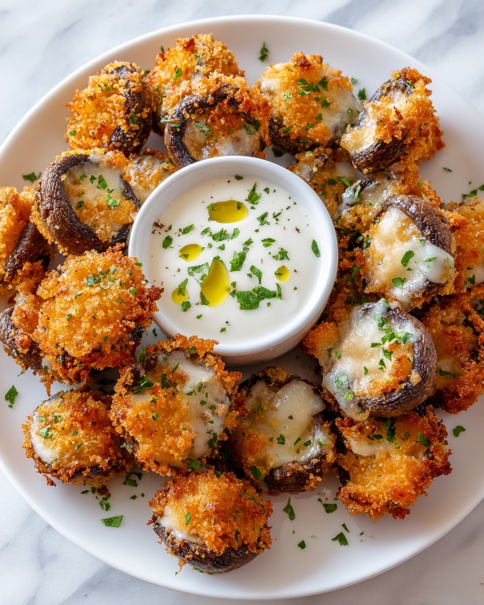 Fried Sliced Mushrooms with Ranch Dipping Sauce Recipe - Recipe Image