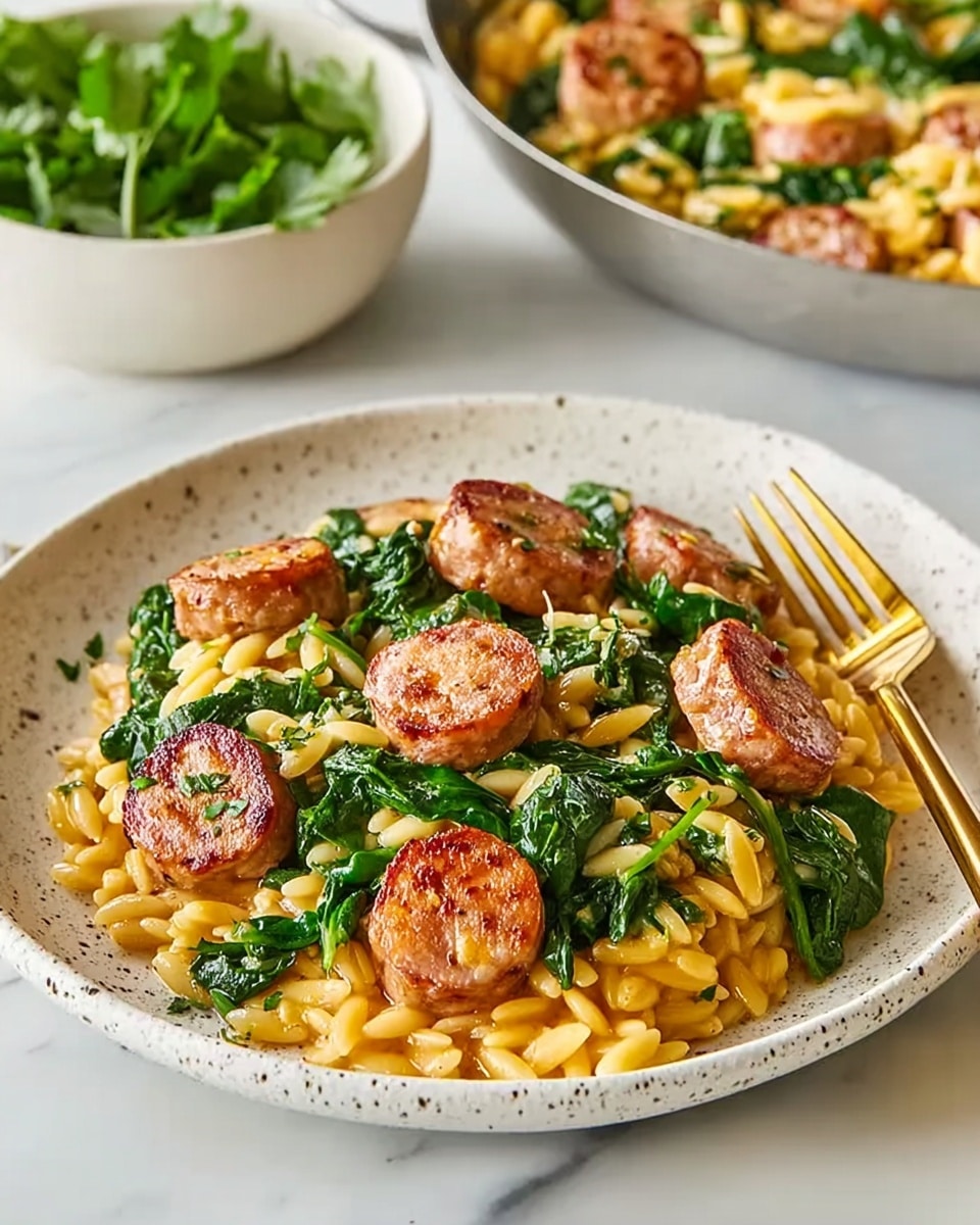 Creamy Chicken Sausage Orzo Recipe - Recipe Image