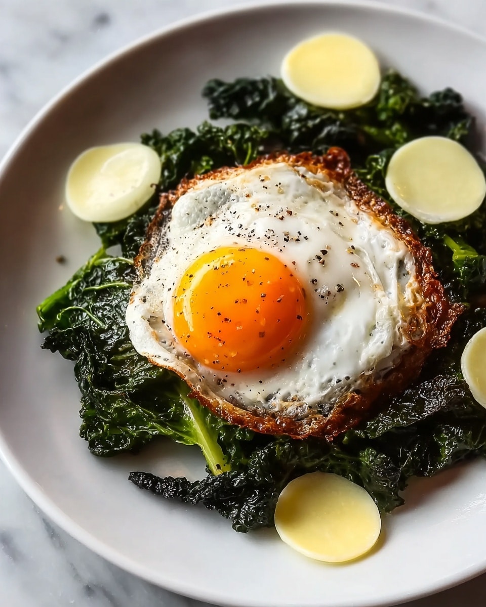 Sautéed Greens with Fried Eggs Recipe - Recipe Image