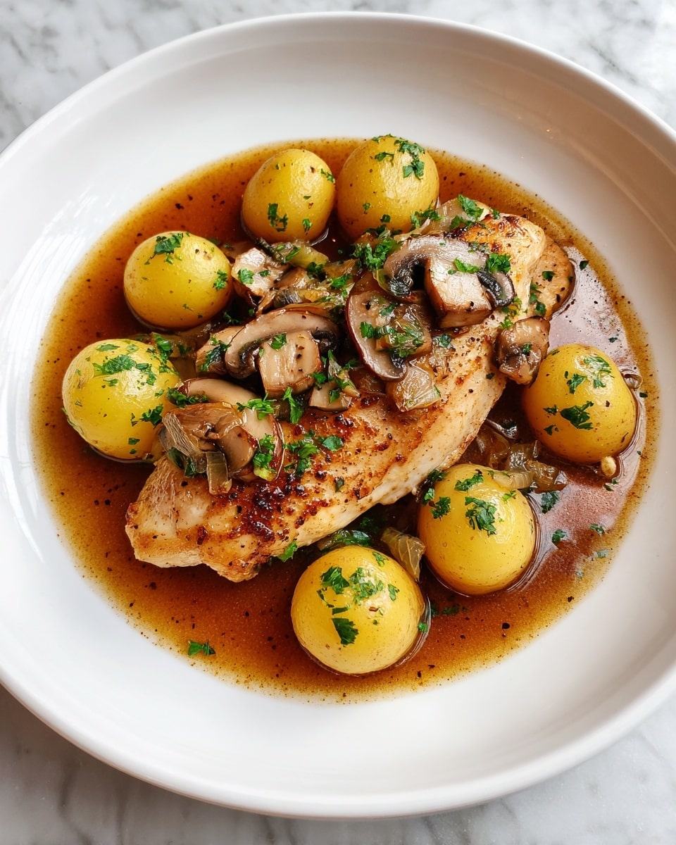 Savory Chicken with Mushrooms and Potatoes Recipe - Recipe Image