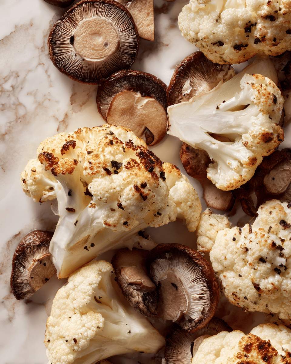 Garlicy Roasted Cauliflower & Mushrooms Recipe - Recipe Image